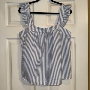 SHEIN Blue & White Striped Ruffle Strap Camisole. NWT